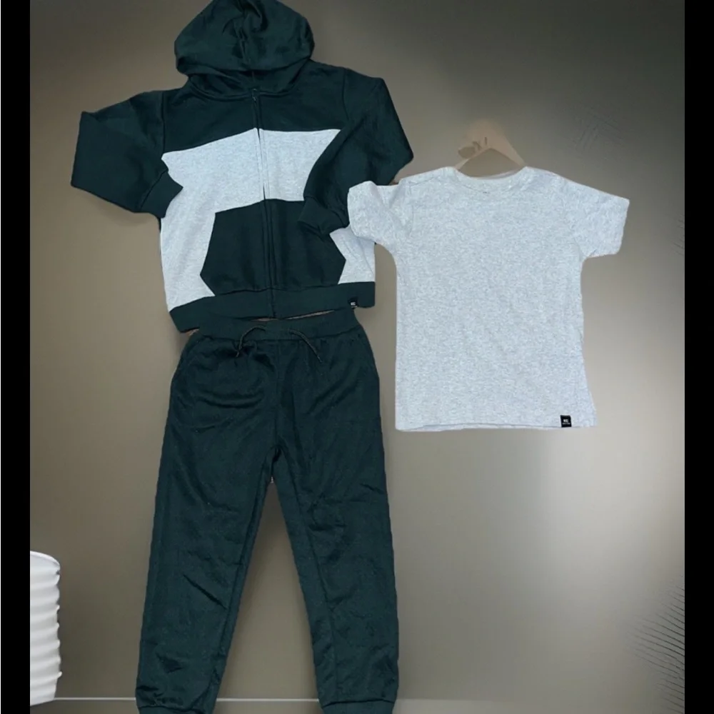 3pc Kenneth Cole NY Track Jacket Zip Up Waffle Style W/Joggers & T-Shirt Outfit